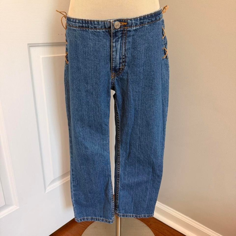 Y2K JORDACHE LOW RISE WESTERN SIDE TIE UP CAPRIS‎